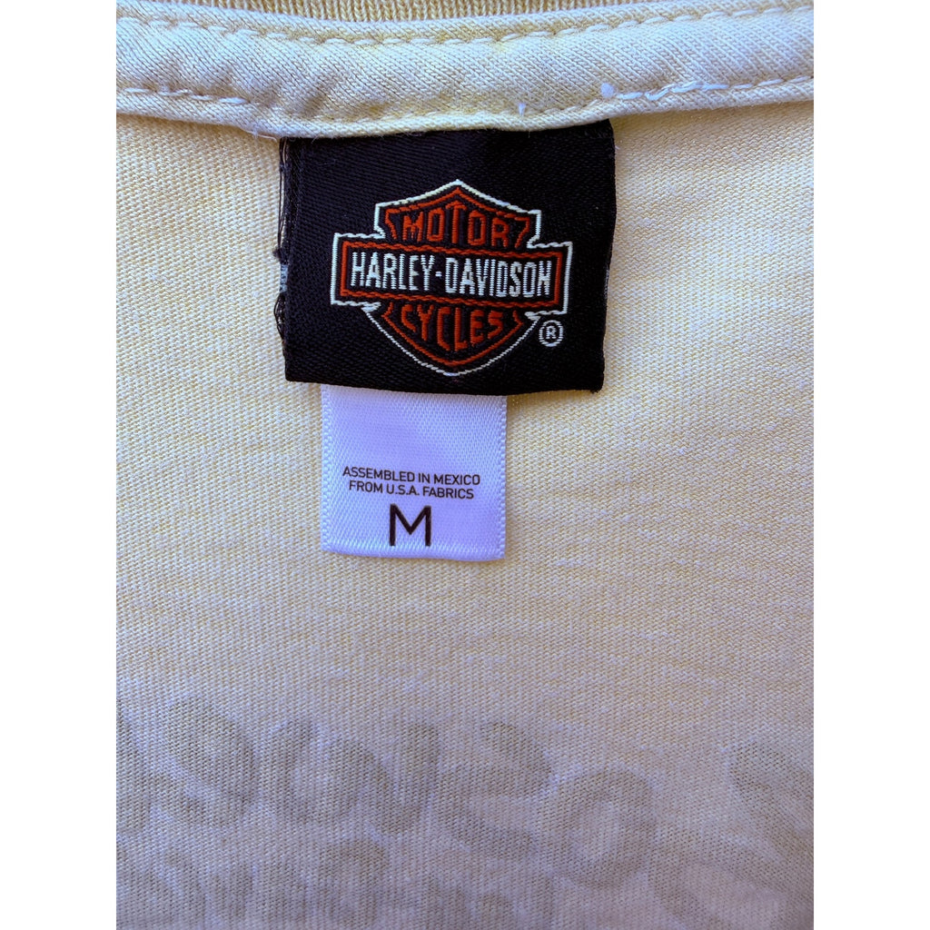 Harley Davidson Yellow Freedom Cycles V-Neck T Shirt Womens Medium Nashville TN