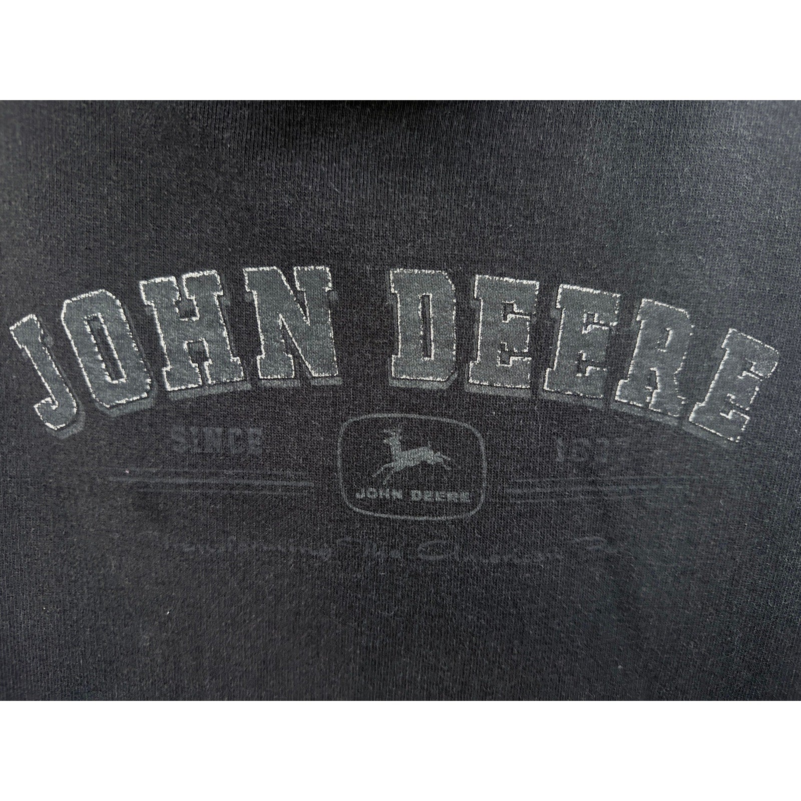 John Deere Hoodie Mens Large Black Pullover Sweatshirt Embroidered Logo