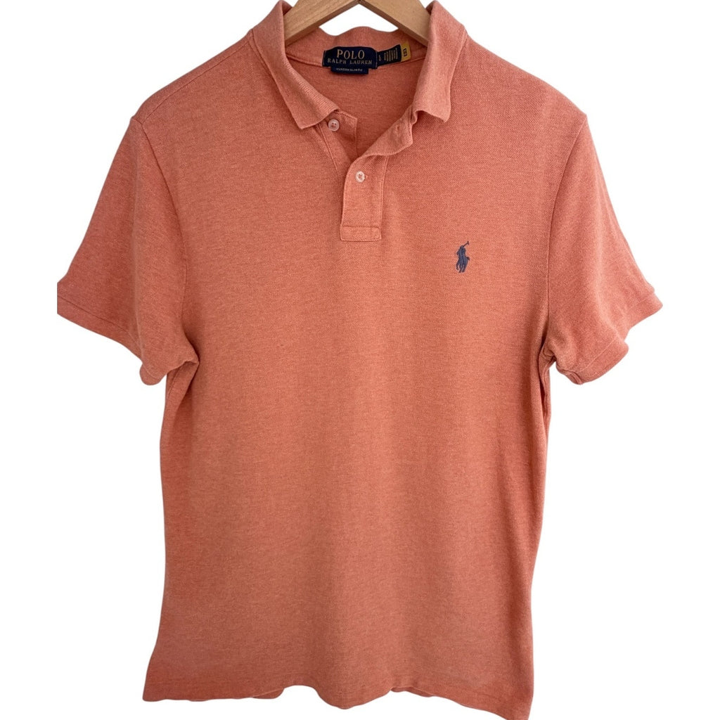 Polo Ralph Lauren Custom Slim Fit Polo Shirt Mens Large Salmon Pink Pony Logo
