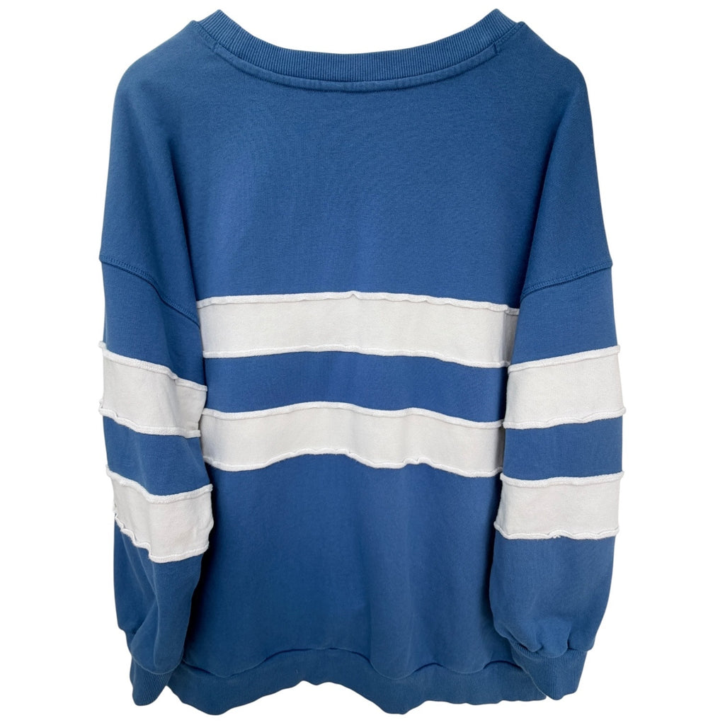 Joy Lab Sweatshirt Womens XL Blue White Stripe Oversized Pullover Crewneck