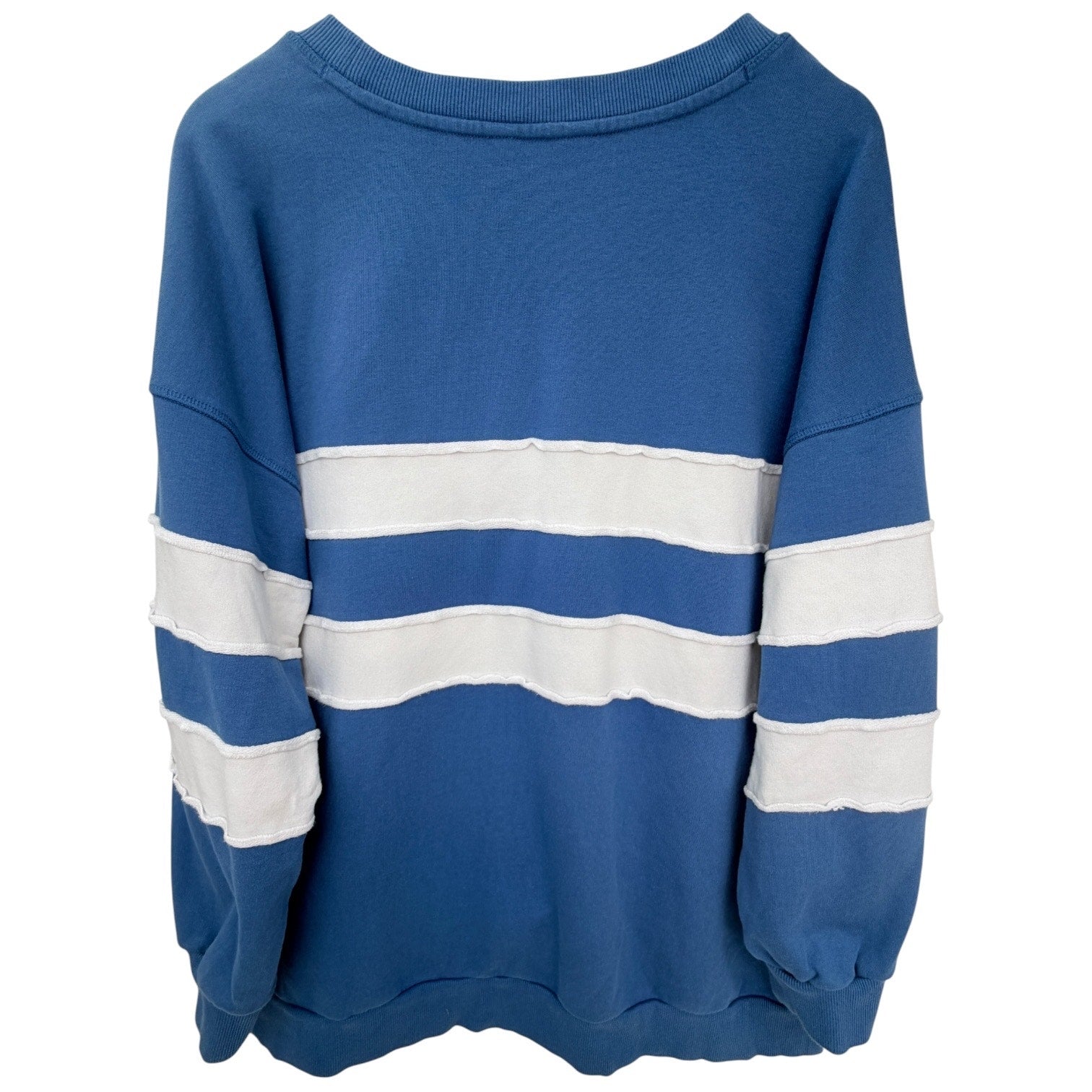 Joy Lab Sweatshirt Womens XL Blue White Stripe Oversized Pullover Crewneck