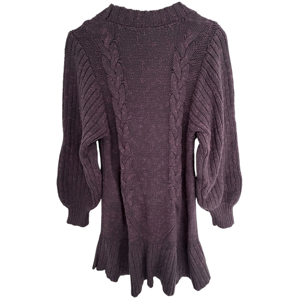 Free People Cable Knit Cardigan Womens Small Purple Chunky Button Front Sweater