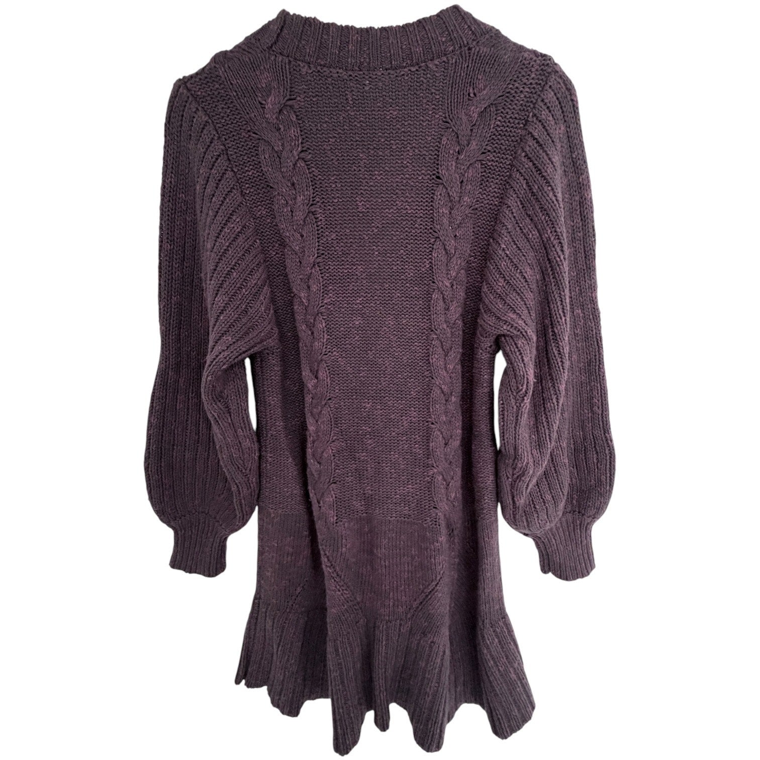 Free People Cable Knit Cardigan Womens Small Purple Chunky Button Front Sweater