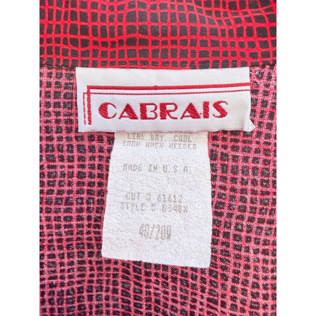 Cabrais Button Front Shirt Womens XL Red Black Textured Casual Blouse