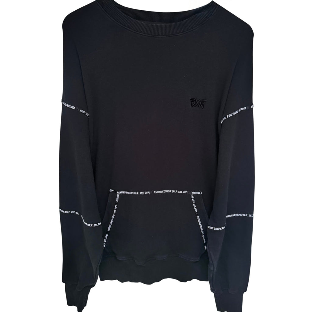 PXG Men's Black Crewneck Striped Sweatshirt — front view