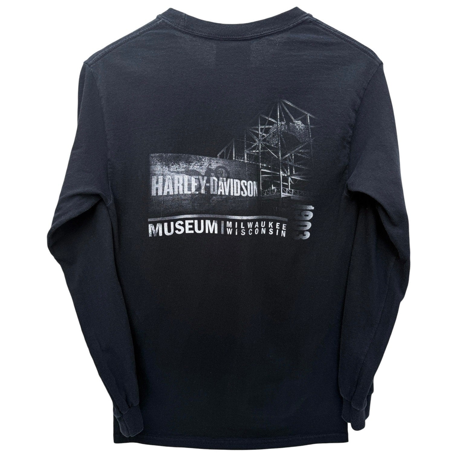 Harley Davidson Long Sleeve Shirt Mens Small Black Motorcycle Graphic Tee