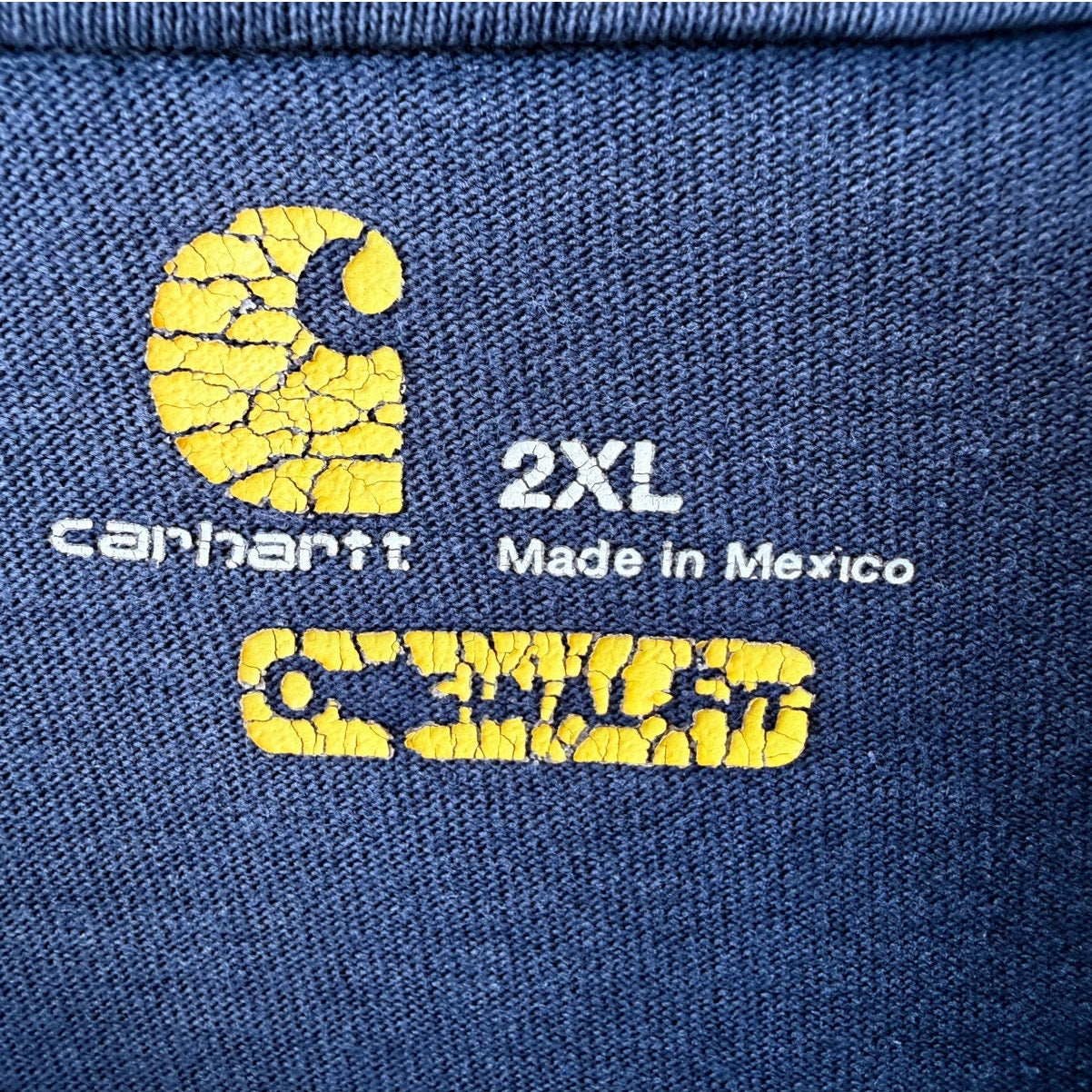 Carhartt Road Warrior Long Sleeve T Shirt Mens 2XL Dark Blue Workwear Graphic