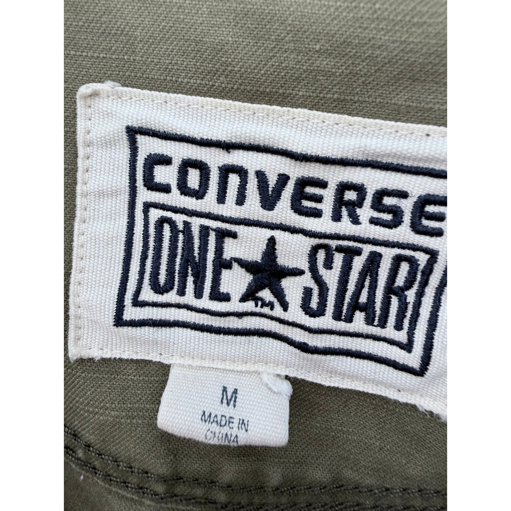 Converse One Star Custom Military Jacket Mens Medium Green Punk Patch Coat