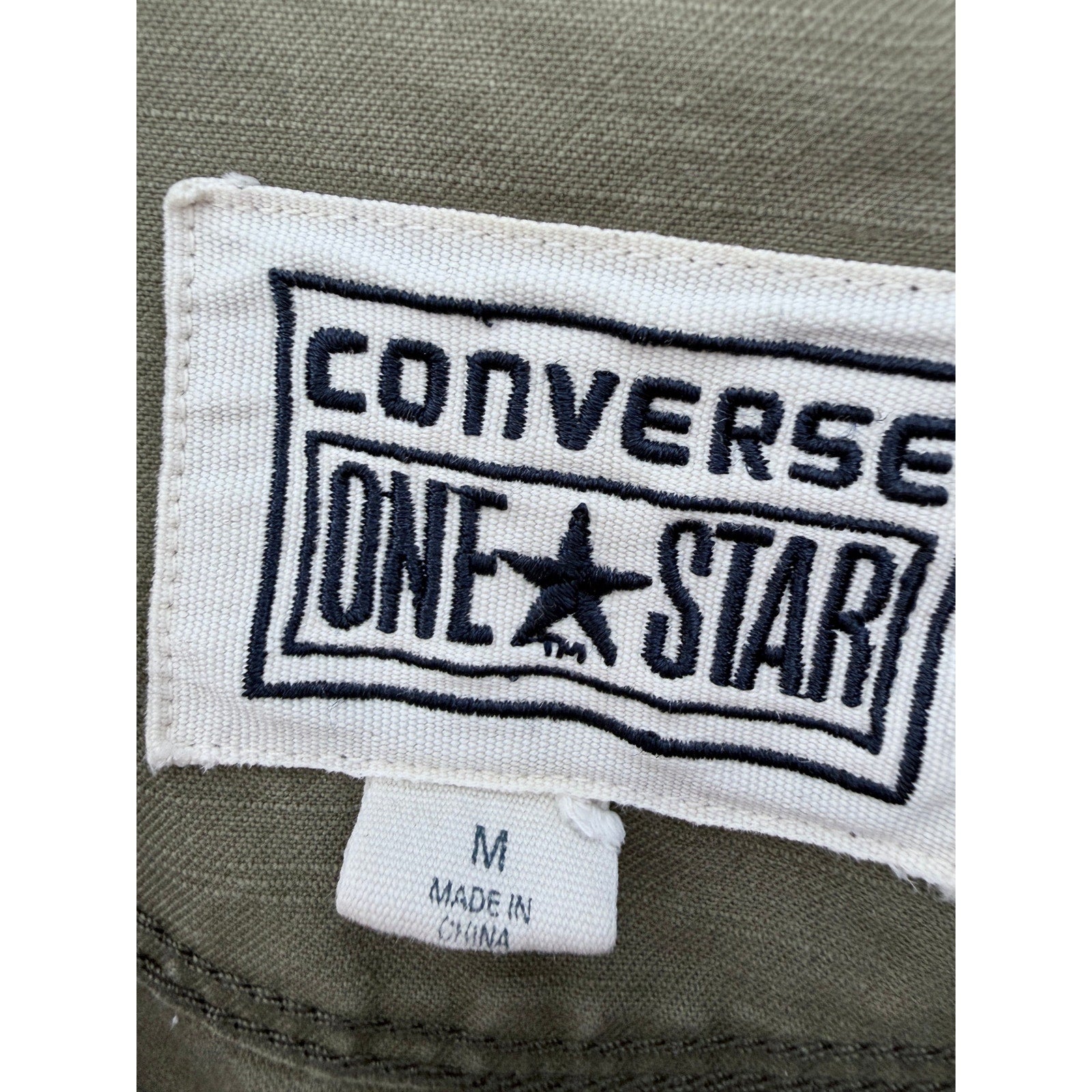 Converse One Star Custom Military Jacket Mens Medium Green Punk Patch Coat