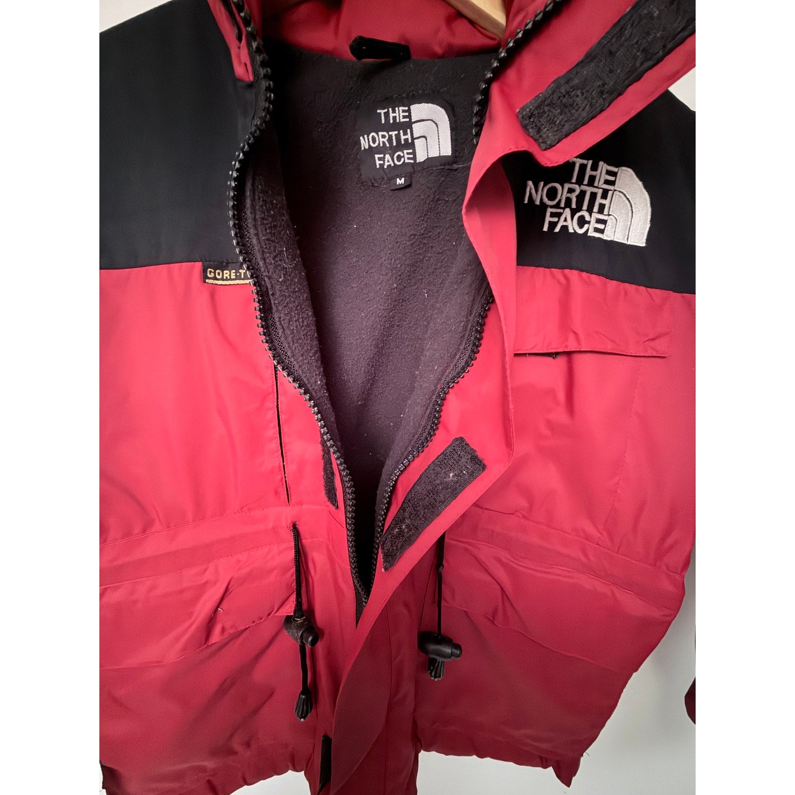 The North Face Gore-Tex Ski Jacket Boys Medium Red Black Fleece Lined Hooded