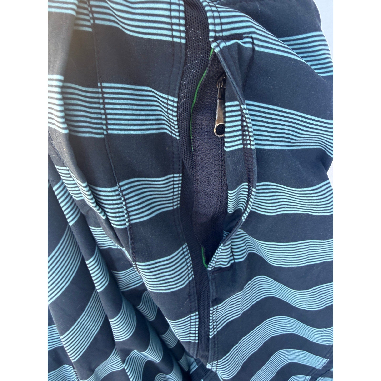 Lululemon Shorts Mens Medium Blue Striped Performance Training Gym Athletic