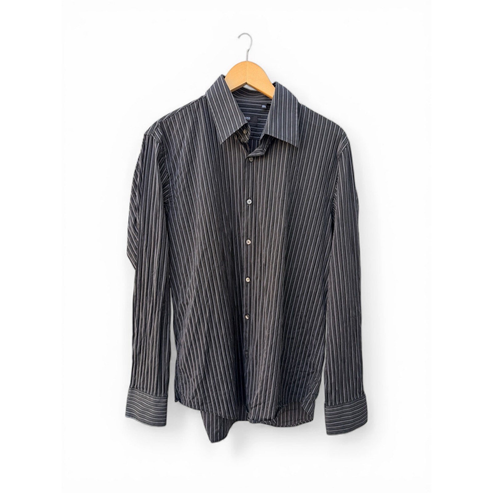 Hugo Boss Black Striped Dress Shirt 16.5 34/35
