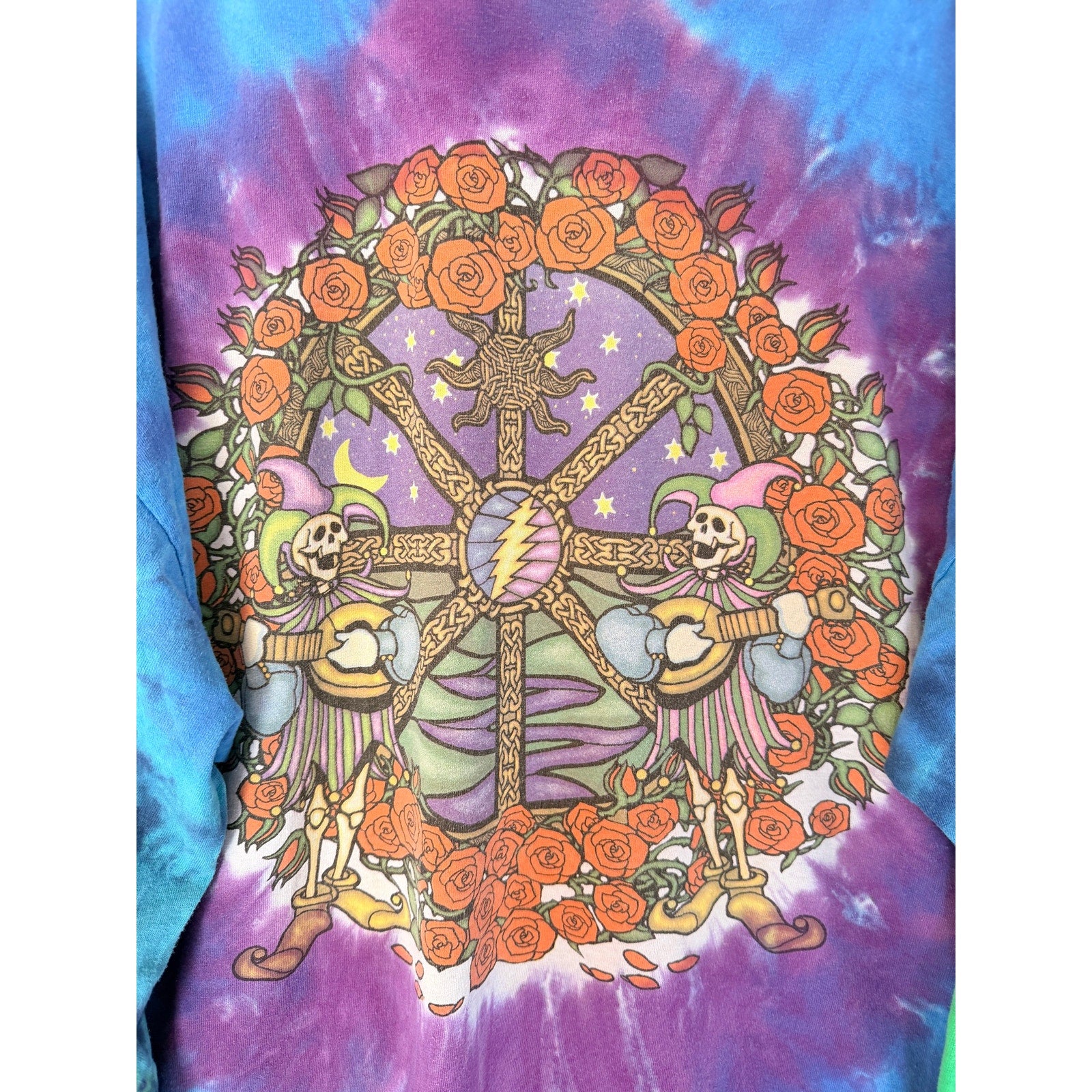 Liquid Blue Grateful Dead Tie Dye T Shirt Mens 2XL Skull Roses Graphic