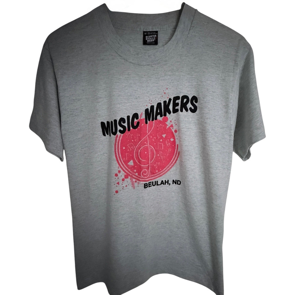 Screen Stars Best Single Stitch Music Makers Beulah ND Graphic Tee Mens Med Gray