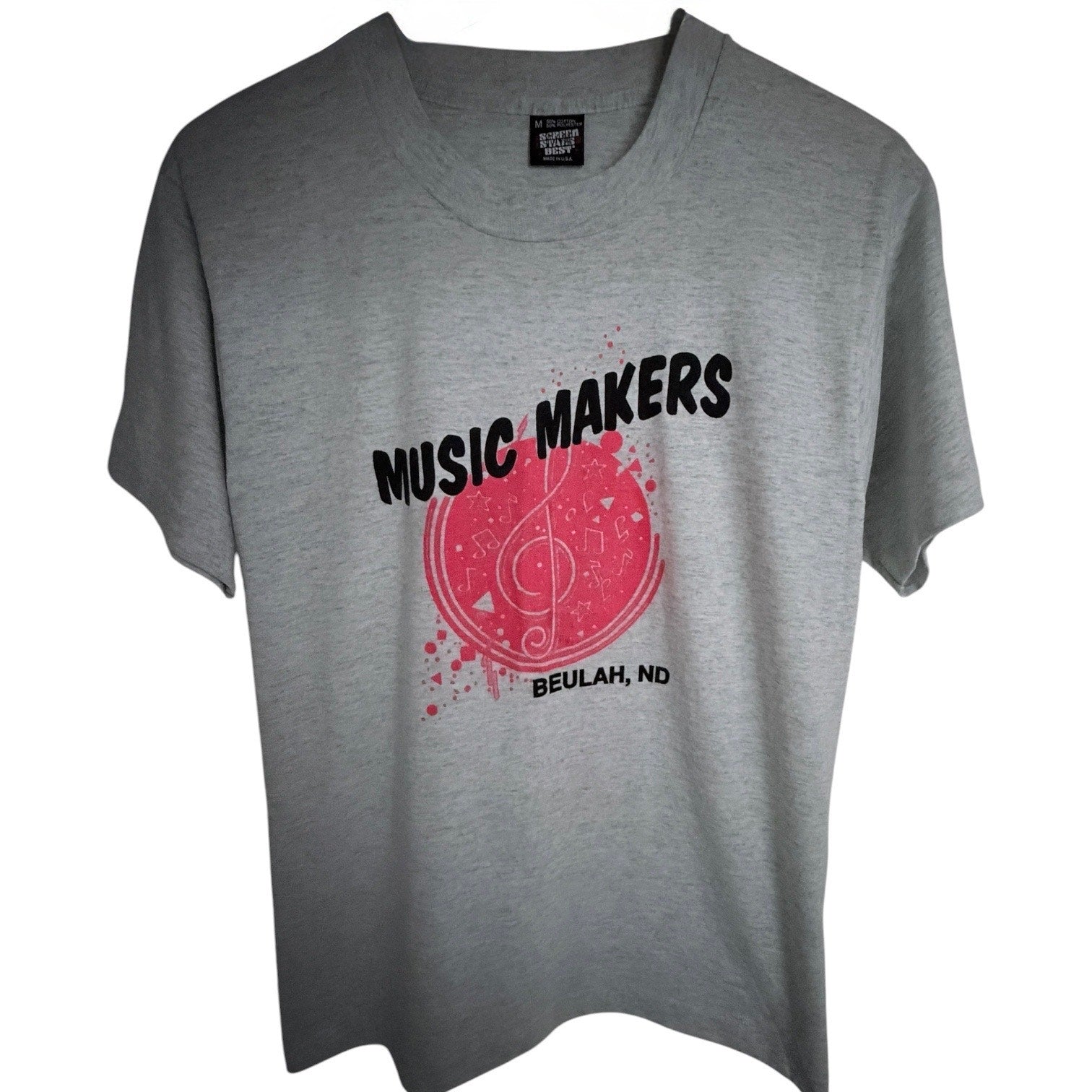 Screen Stars Best Single Stitch Music Makers Beulah ND Graphic Tee Mens Med Gray