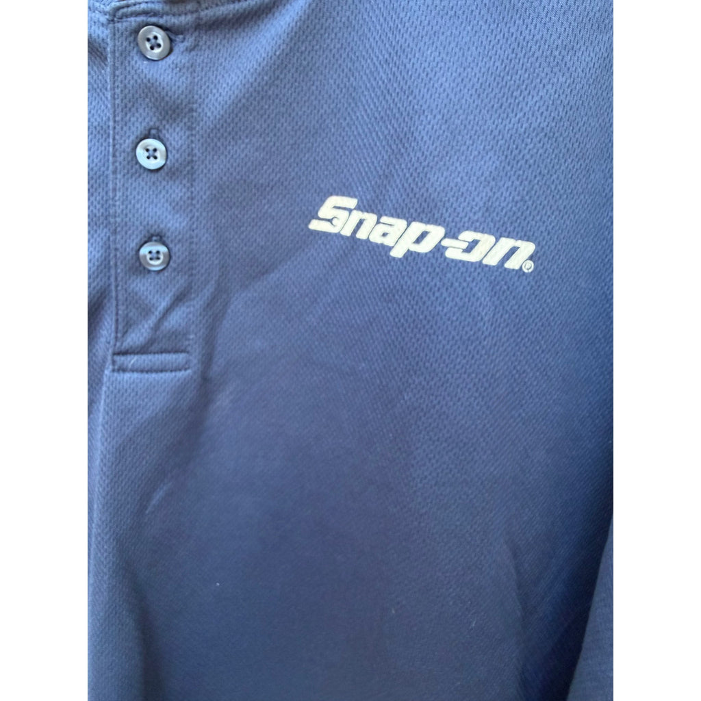 Snap-on Long Sleeve Henley Shirt Mens XL Blue Workwear Mechanic Logo