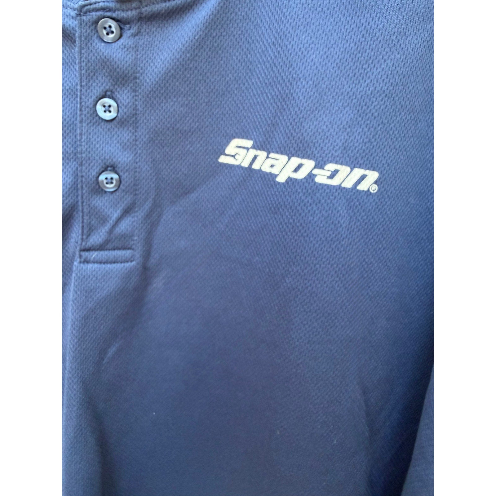 Snap-on Long Sleeve Henley Shirt Mens XL Blue Workwear Mechanic Logo