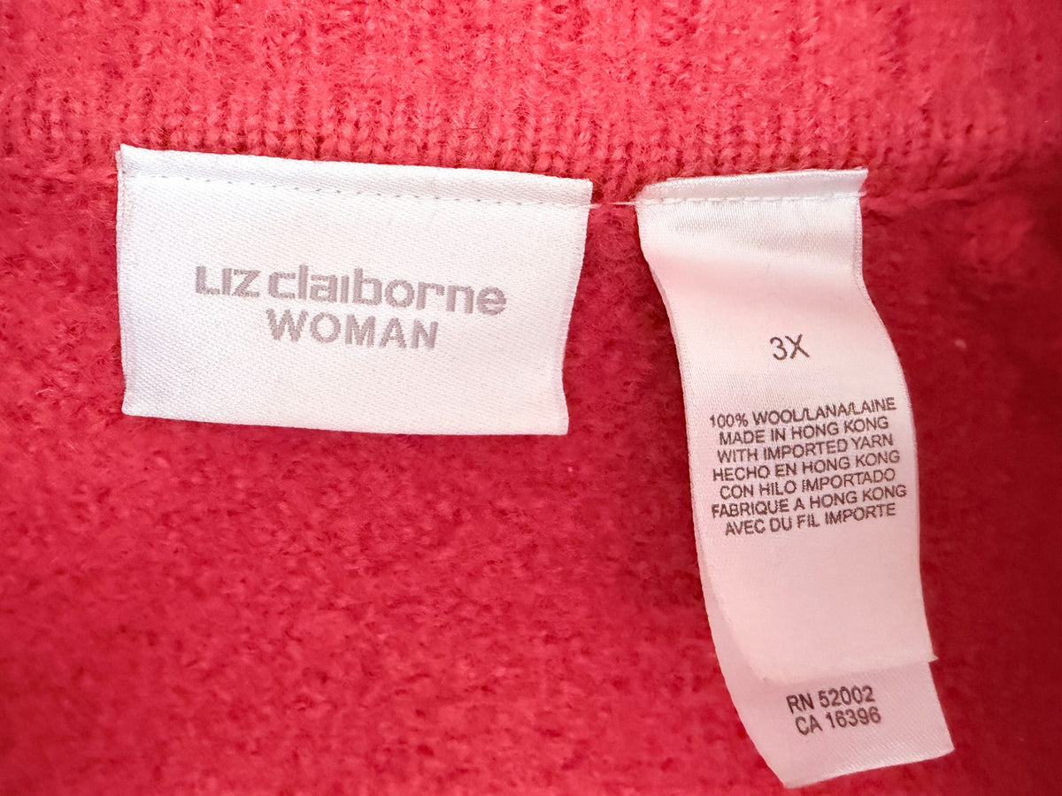 Liz Claiborne Women's Red Full-Zip Mock Neck Sweater — brand label