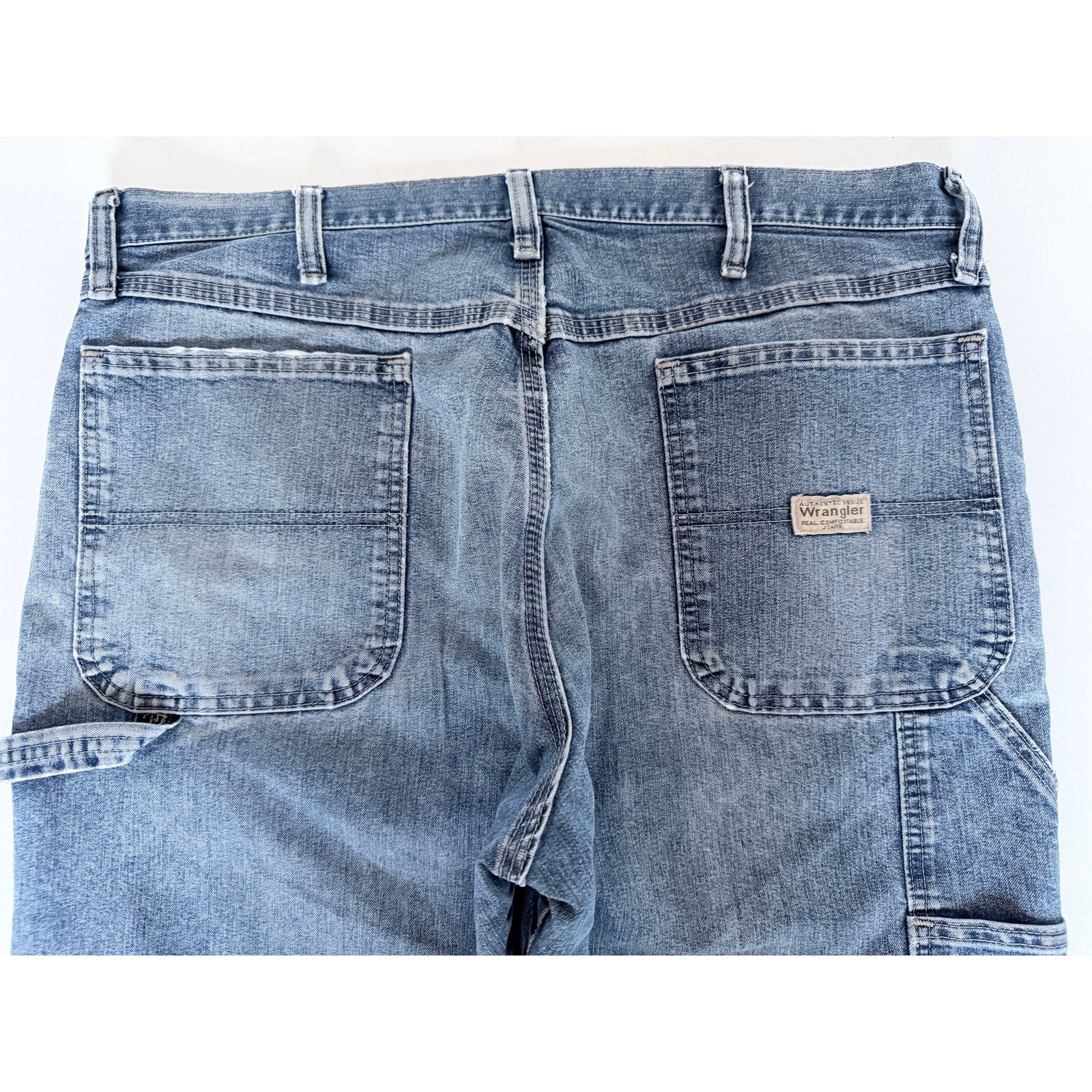 Wrangler Carpenter Jeans Mens 36x30 Blue Denim Workwear Utility Pants