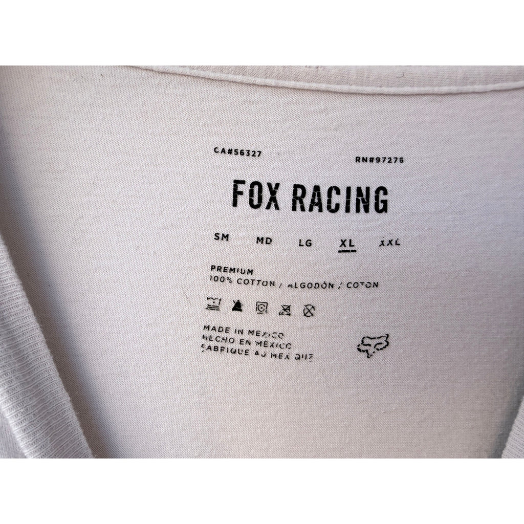 Fox Racing T Shirt Mens XL White Graphic Logo Moto Racing Cotton Tee