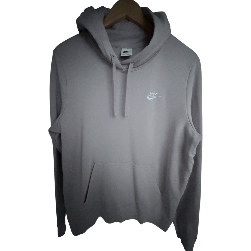 Nike Club Fleece Pullover Hoodie Mens Large Gray Embroidered Swoosh