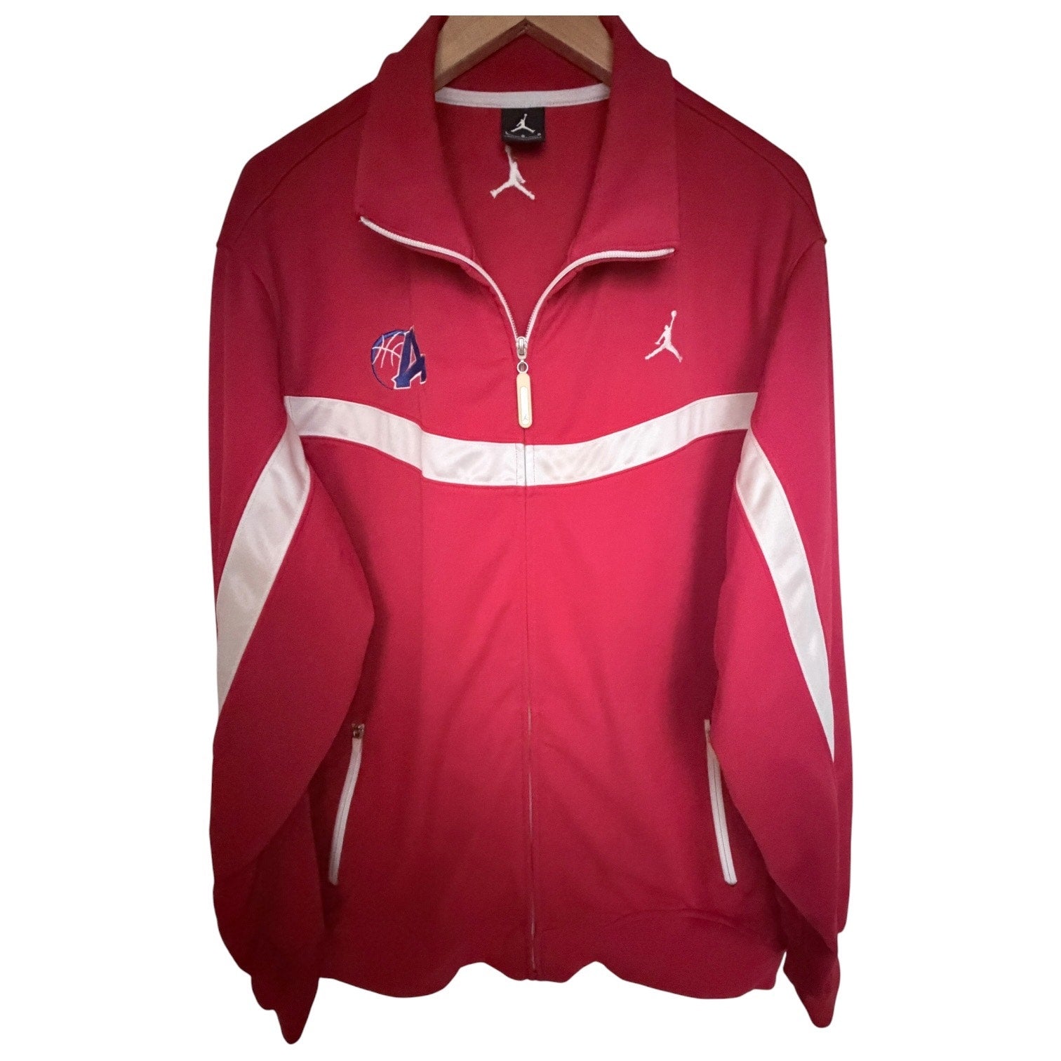 Jordan Full Zip Track Jacket Mens Large Red White Basketball Warm Up Jacket