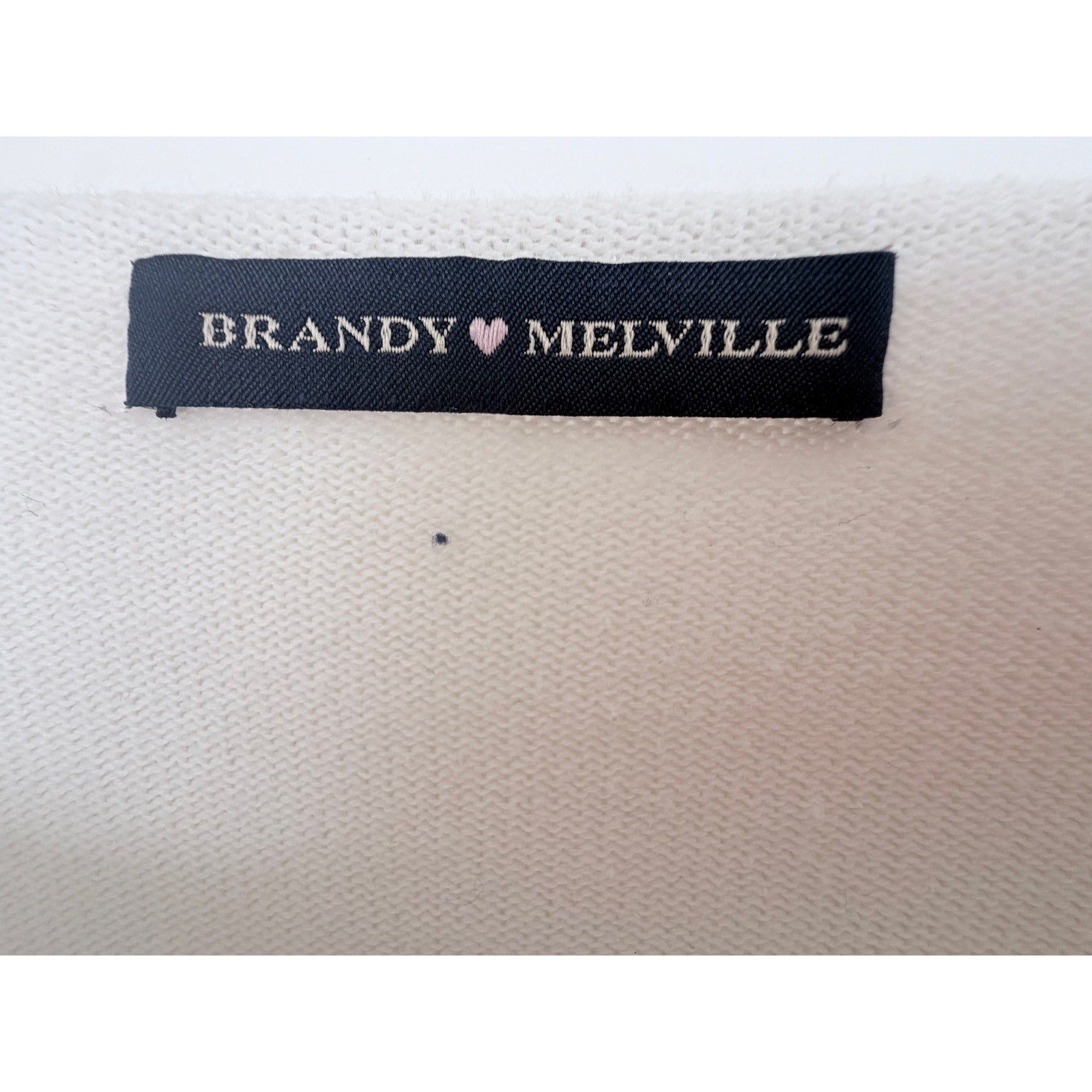 Brandy Melville Womens White Cropped Long Sleeve Knit Top One Size Minimalist