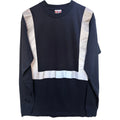 Bayside Long Sleeve Shirt Mens L Navy USA Made Reflective Workwear Heavyweight