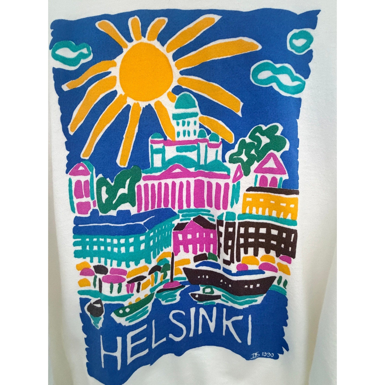 Vintage 1990 Helsinki Finland Graphic Sweatshirt Unisex XL