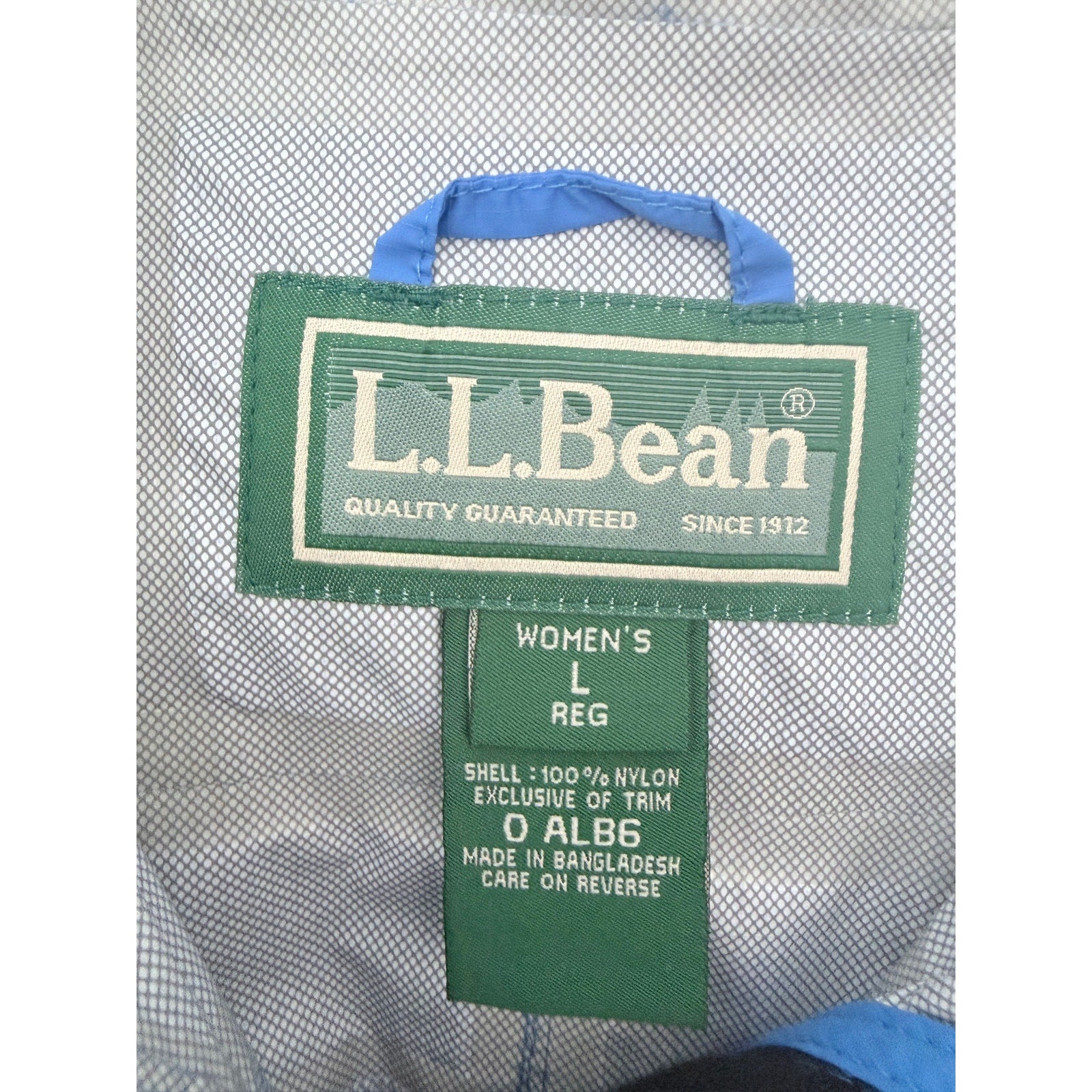 L.L.Bean Rain Jacket Womens Large Blue Hooded Outdoor Shell Coat