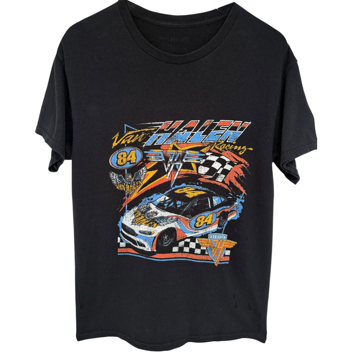 Van Halen Men's Black Van Halen Racing #84 T-Shirt — front view