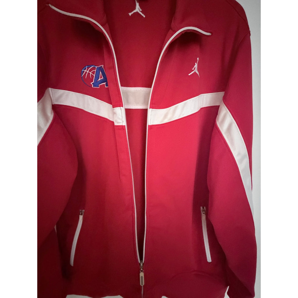 Jordan Full Zip Track Jacket Mens Large Red White Basketball Warm Up Jacket