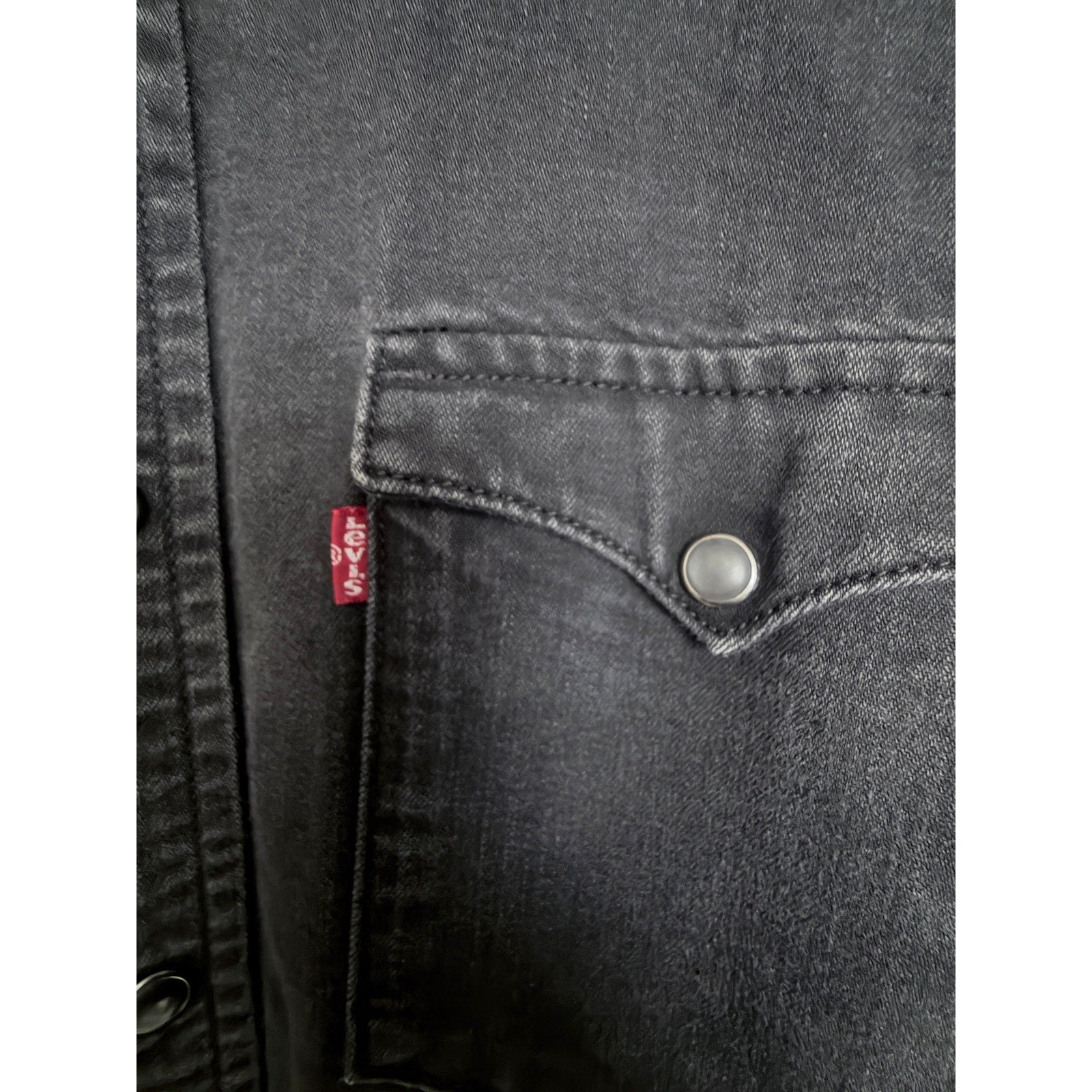 Levi's Standard Western Snap Button Shirt Mens XXL Black Long Sleeve