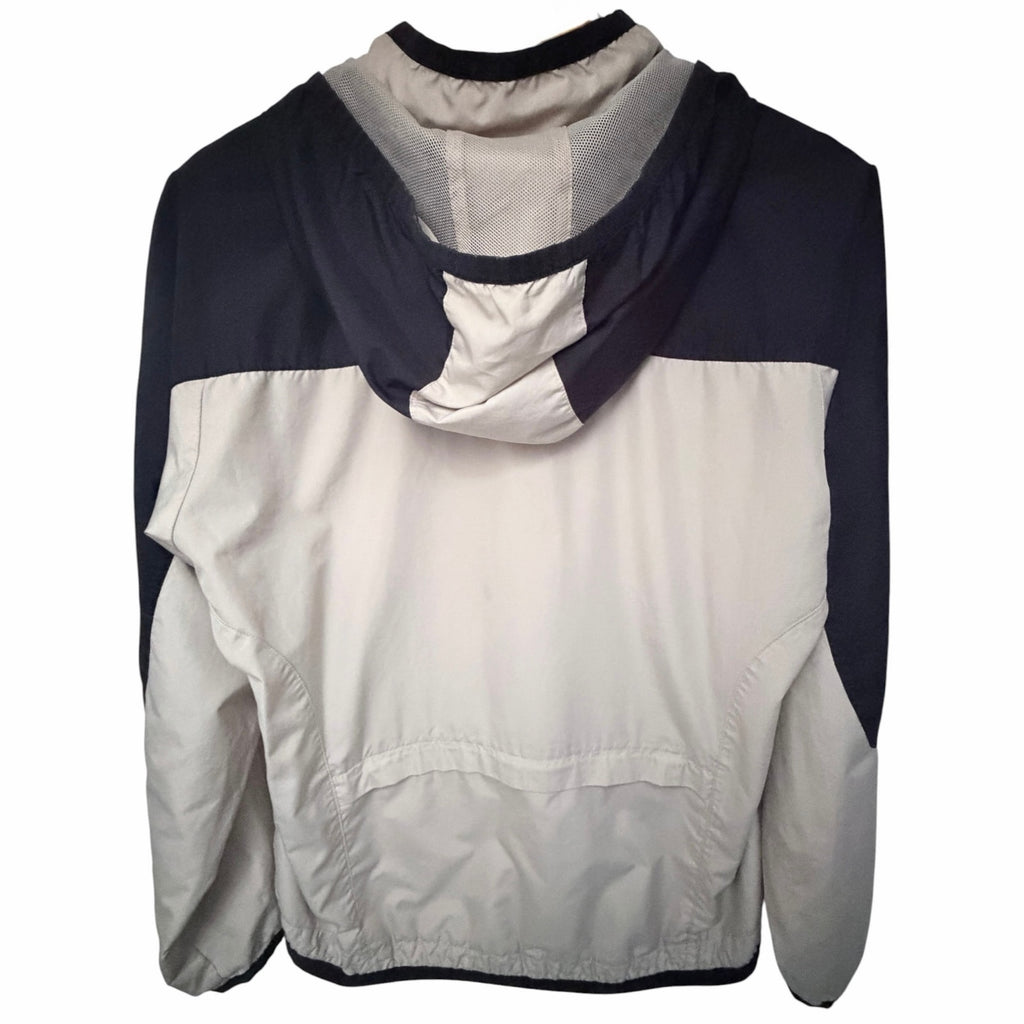 Nike Hooded Windbreaker Jacket Men's Medium Beige Black Full Zip Mesh Lined