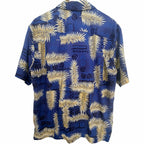 Royal Creations Blue Palm Leaf Hawaiian Aloha Shirt Men's XL
