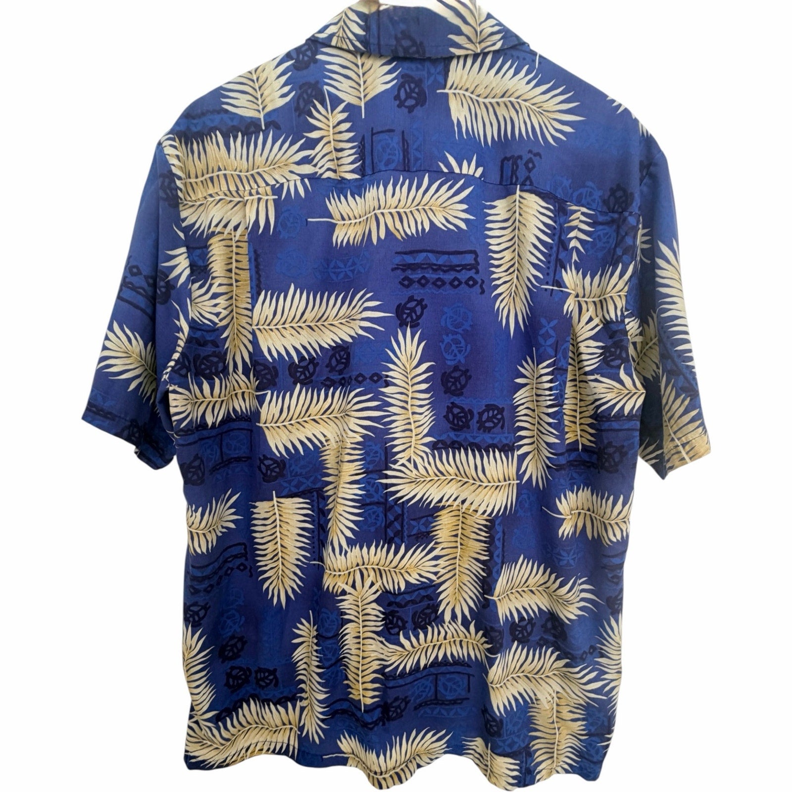 Royal Creations Blue Palm Leaf Hawaiian Aloha Shirt Men's XL