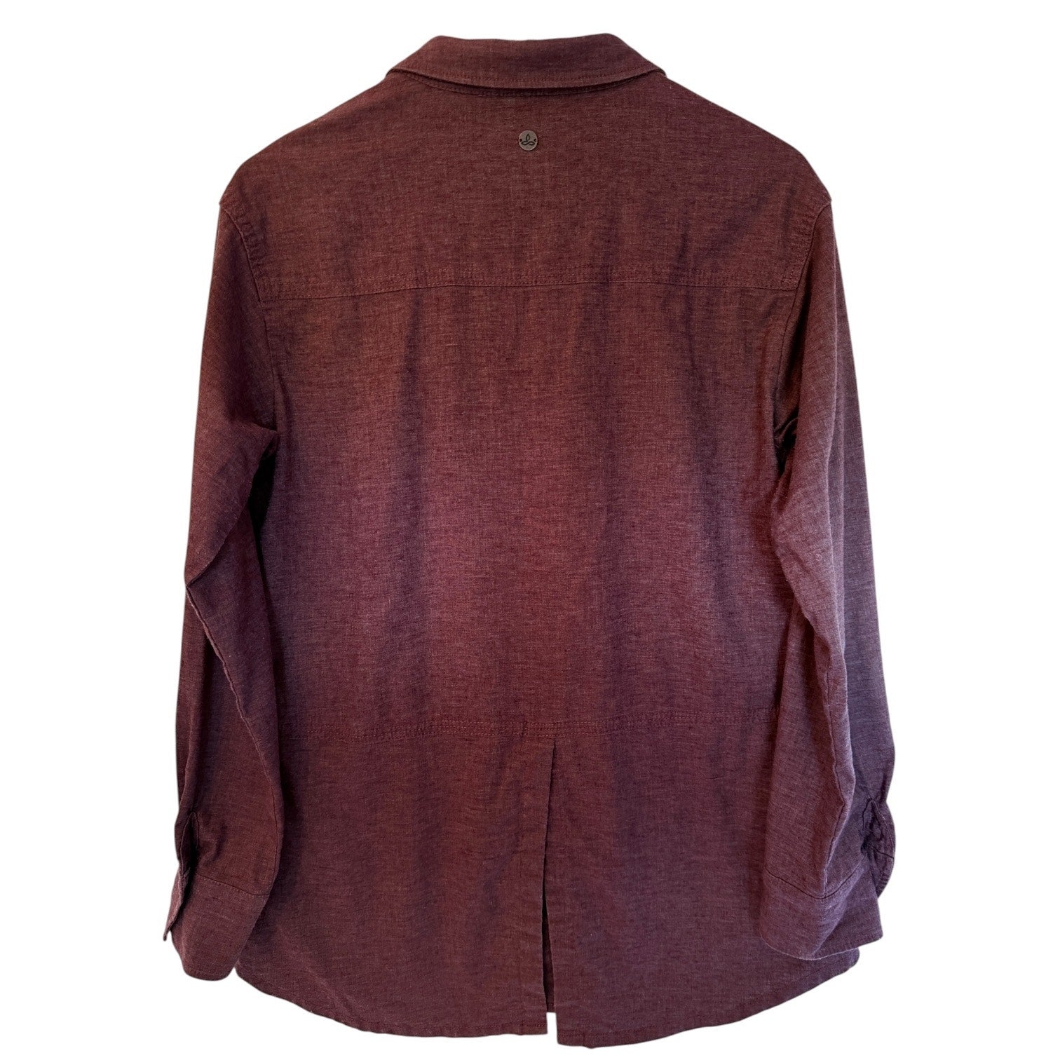 prAna Button Up Shirt Womens Medium Red Long Sleeve Casual Lightweight