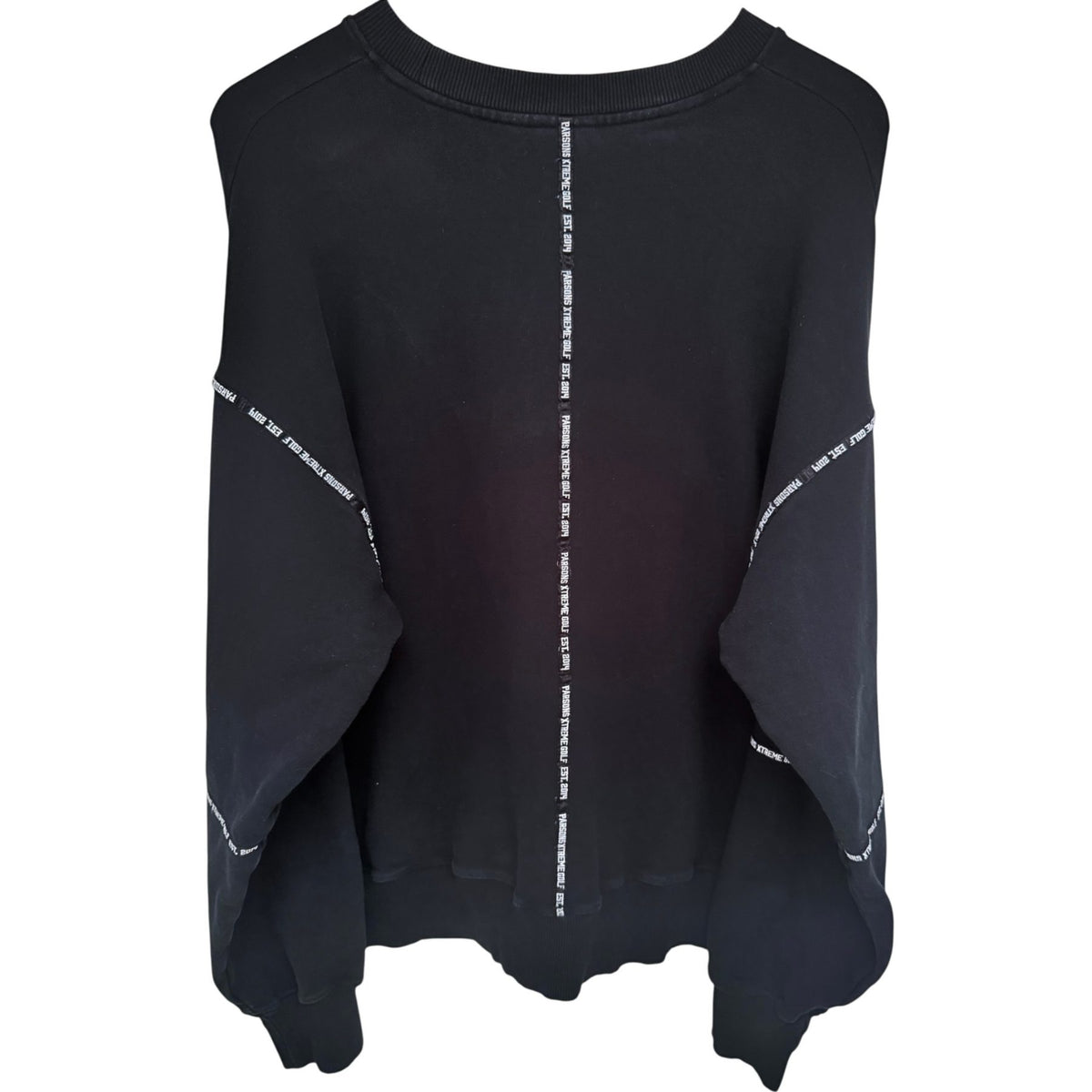 PXG Men's Black Crewneck Striped Sweatshirt — back view
