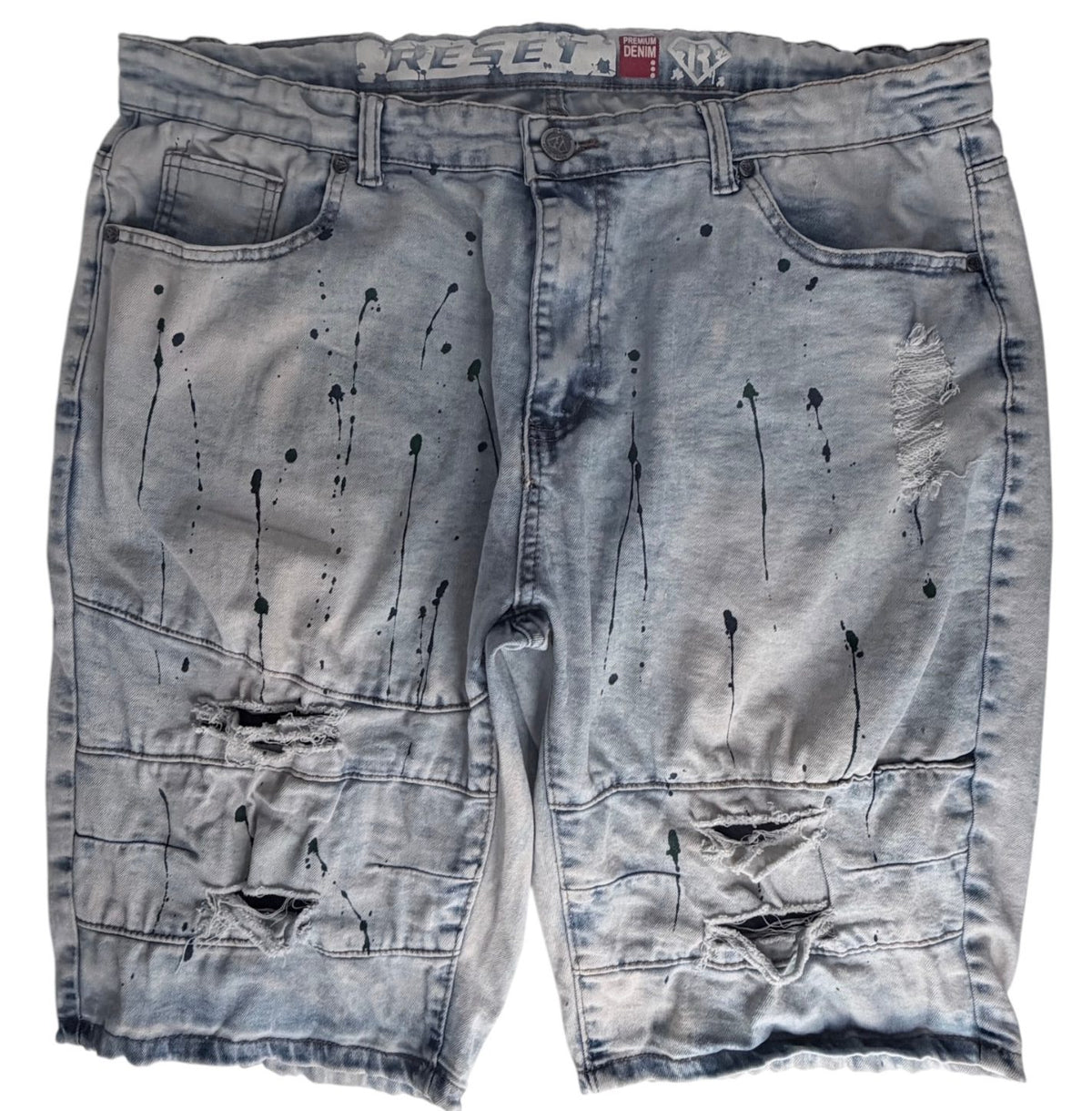 Reset Men's Gray Premium Denim Shorts — front view