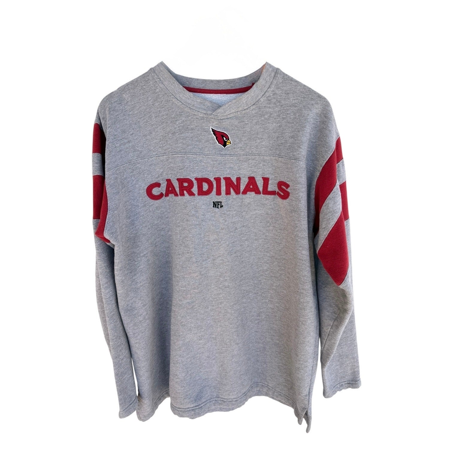 Arizona Cardinals Shirt Mens XL Gray Red NFL Football Long Sleeve Pullover