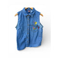 Vintage Looney Tunes Tweety Bird Denim Sleeveless Button Up Shirt L Blue