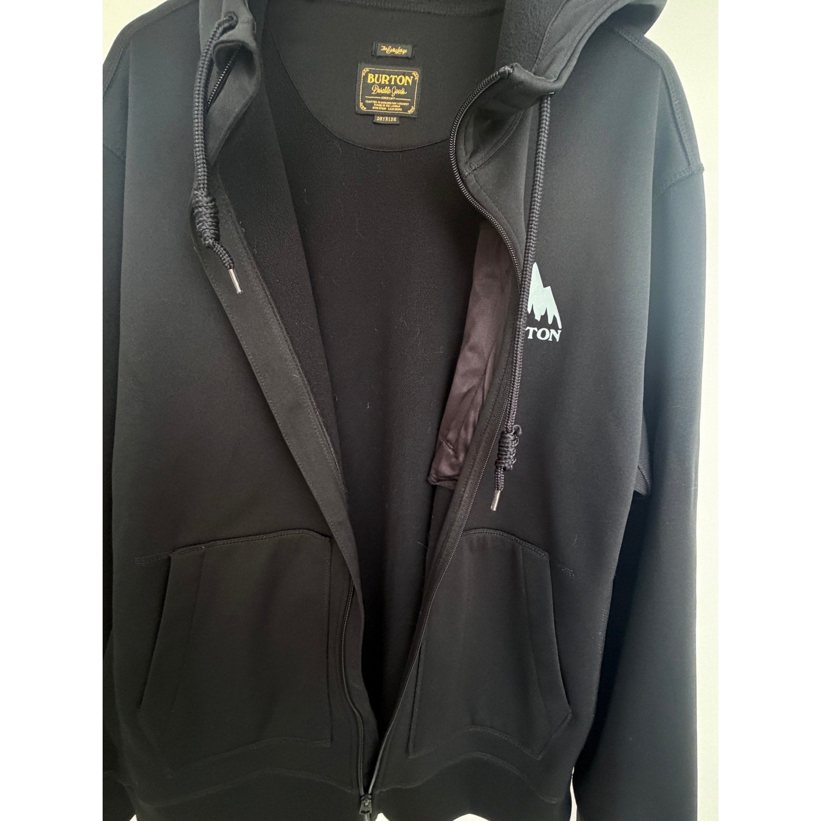 Burton DryRide Mens Large Black Full Zip Hoodie Snowboard Sweatshirt