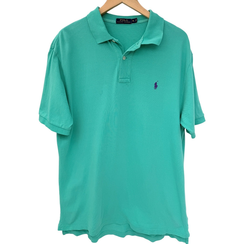Polo Ralph Lauren Polo Shirt Mens XL Mint Green Purple Pony Short Sleeve