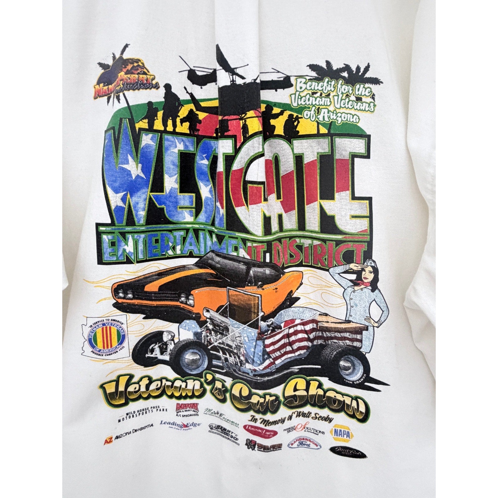 Jerzees Westgate Entertainment District Veteran's Car Show Shirt Mens XXL White
