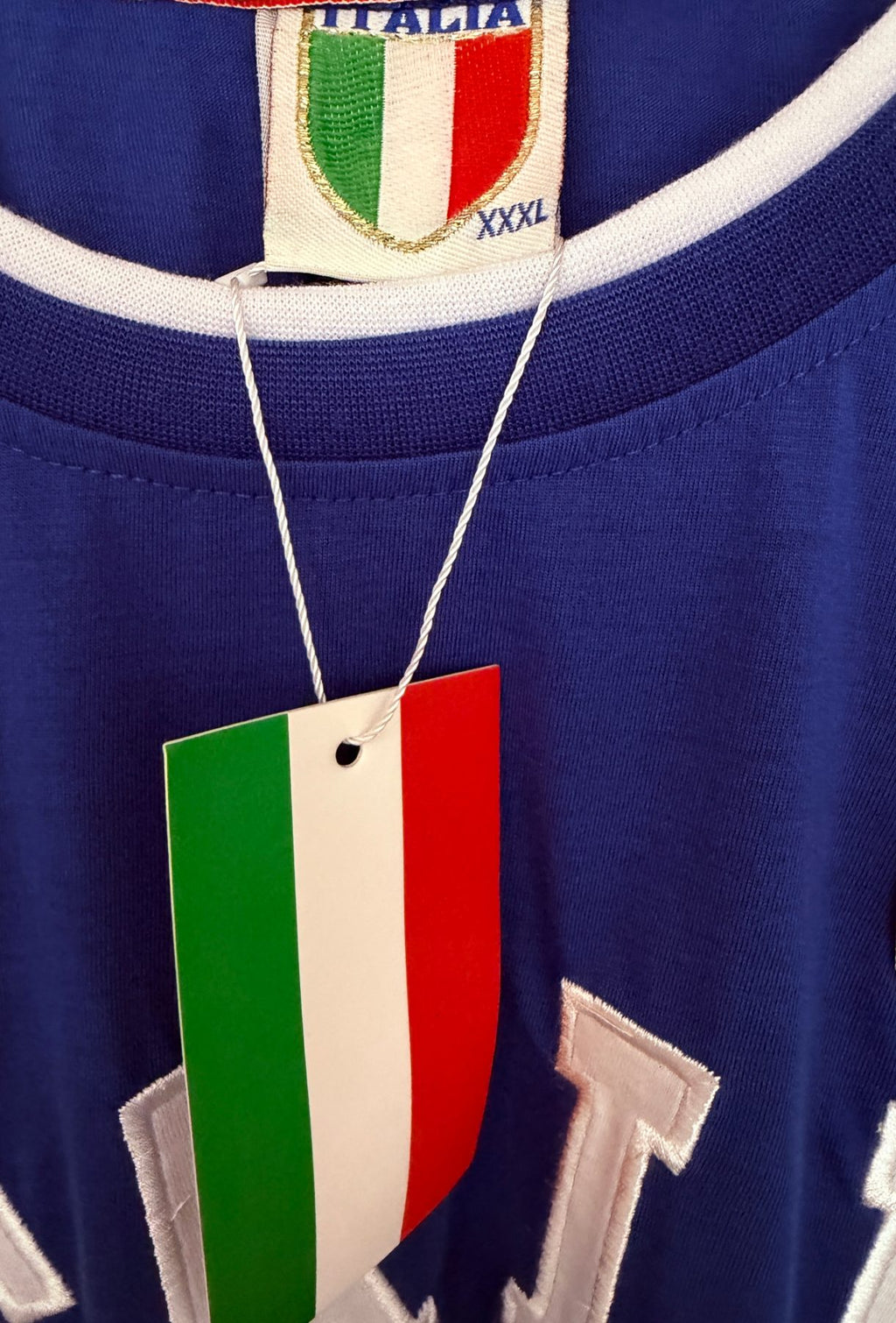 Italia Men's Blue Crewneck T-Shirt — brand label