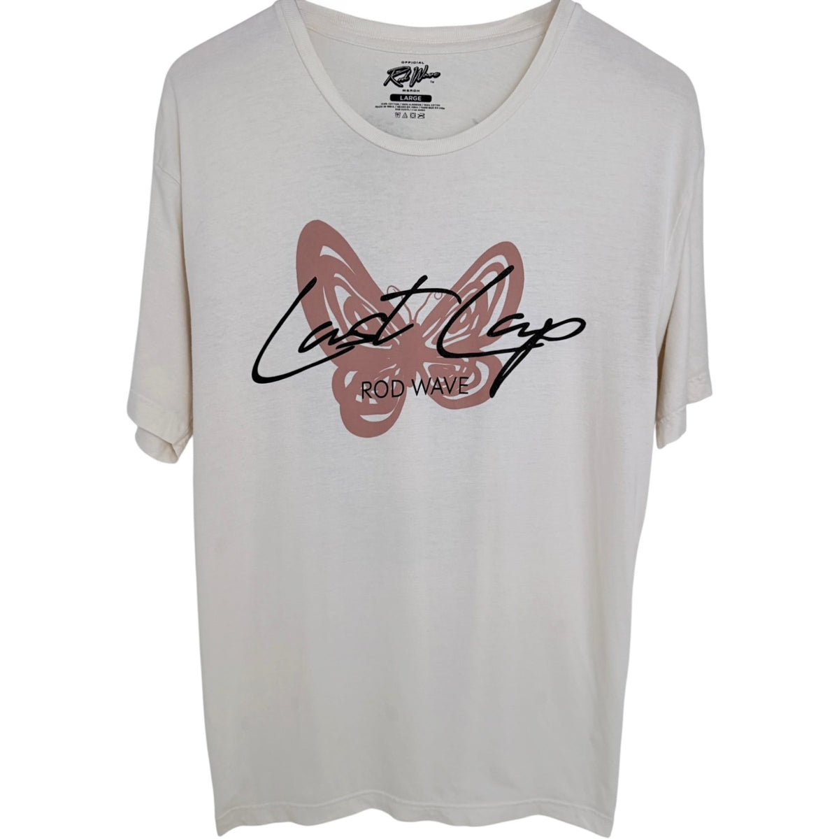 Rod Wave Men's White Rod Wave Last Lap Tour T-Shirt — front view