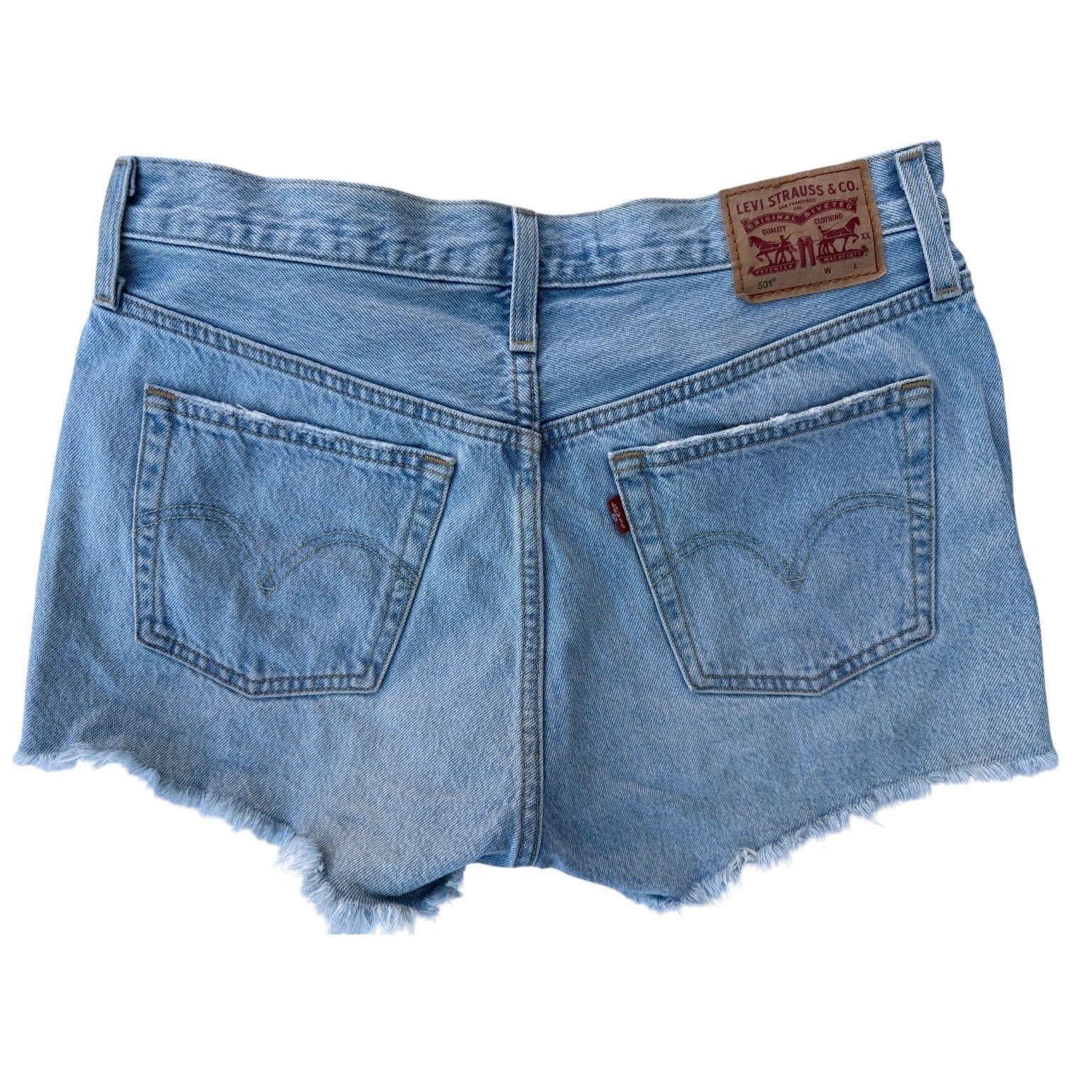 Levi's 501 Denim Shorts Womens 29 Cut Off Distressed Light Wash