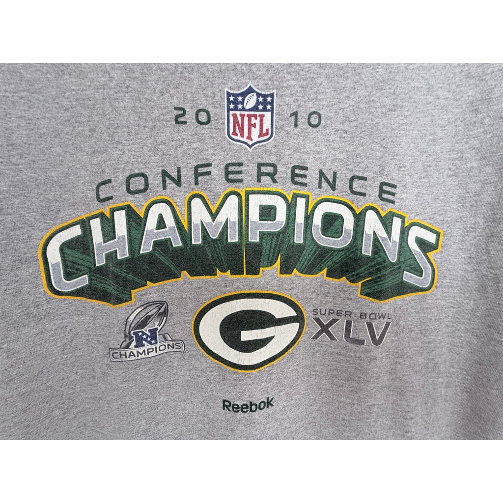 Reebok Green Bay Packers 2010 NFC Conference Champions T Shirt Mens Large Gray