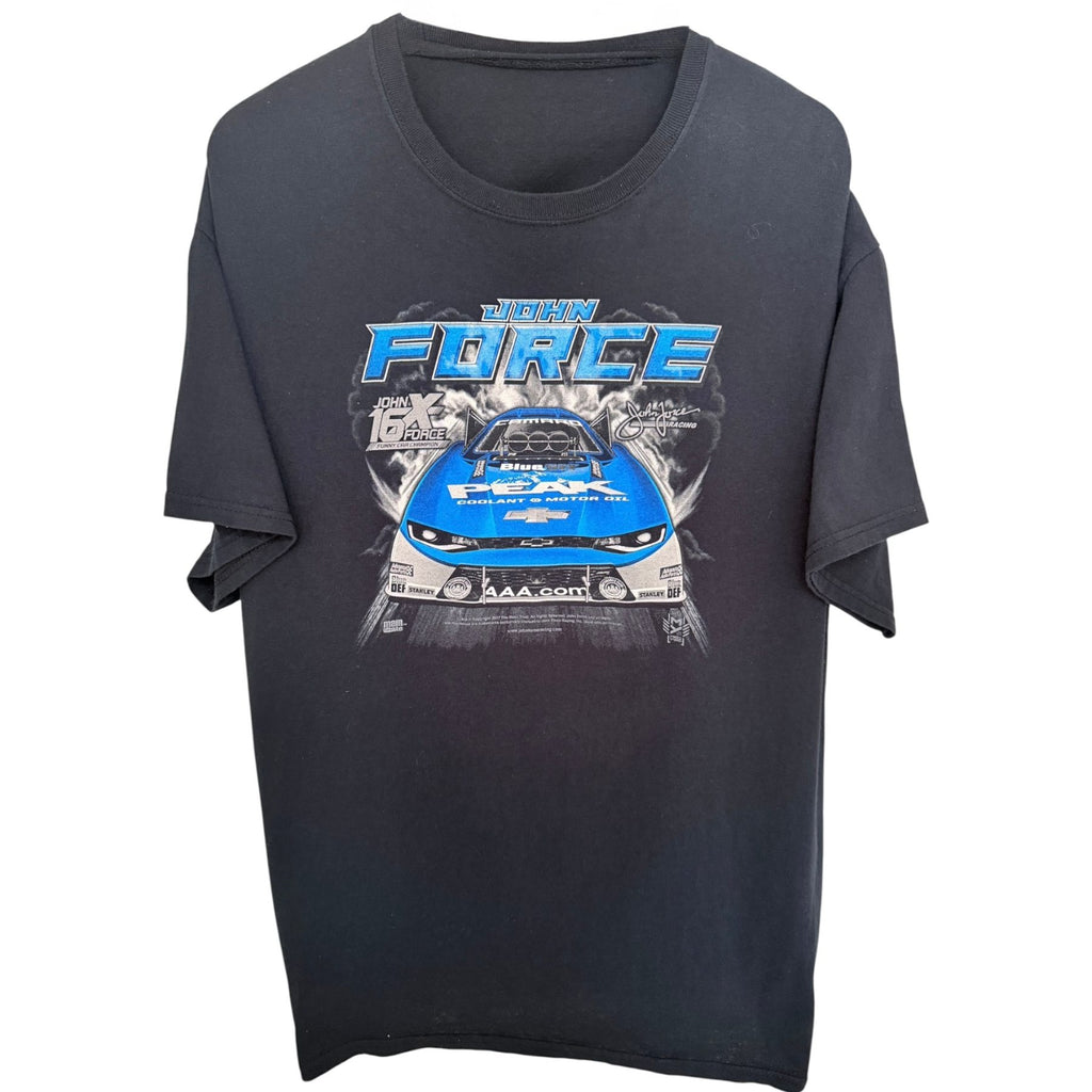 John Force Racing Men's Black John Force Crewneck T-Shirt — front view