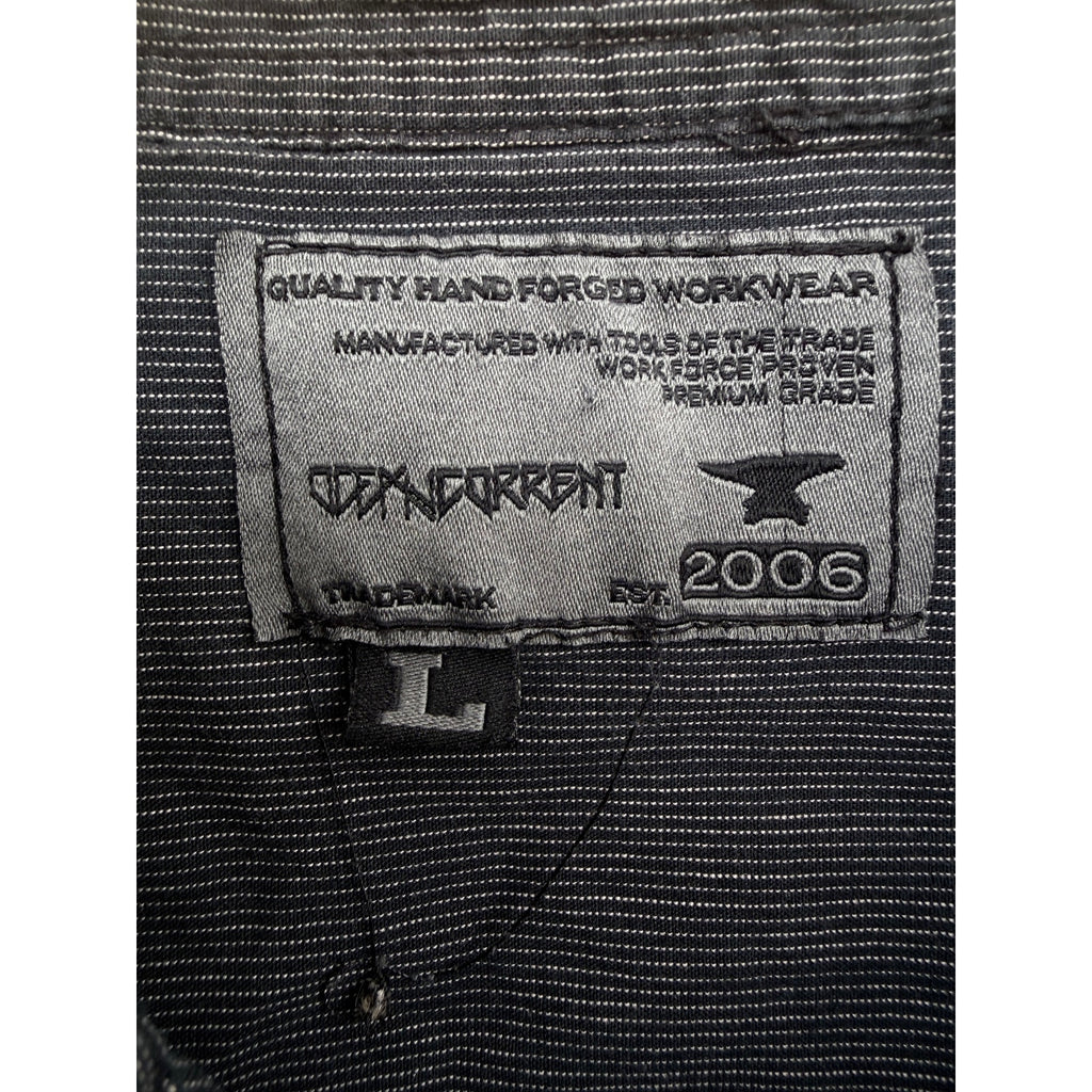 Ocean Current Black Button Up Shirt Mens Large Striped Snap Front Long Sleeve